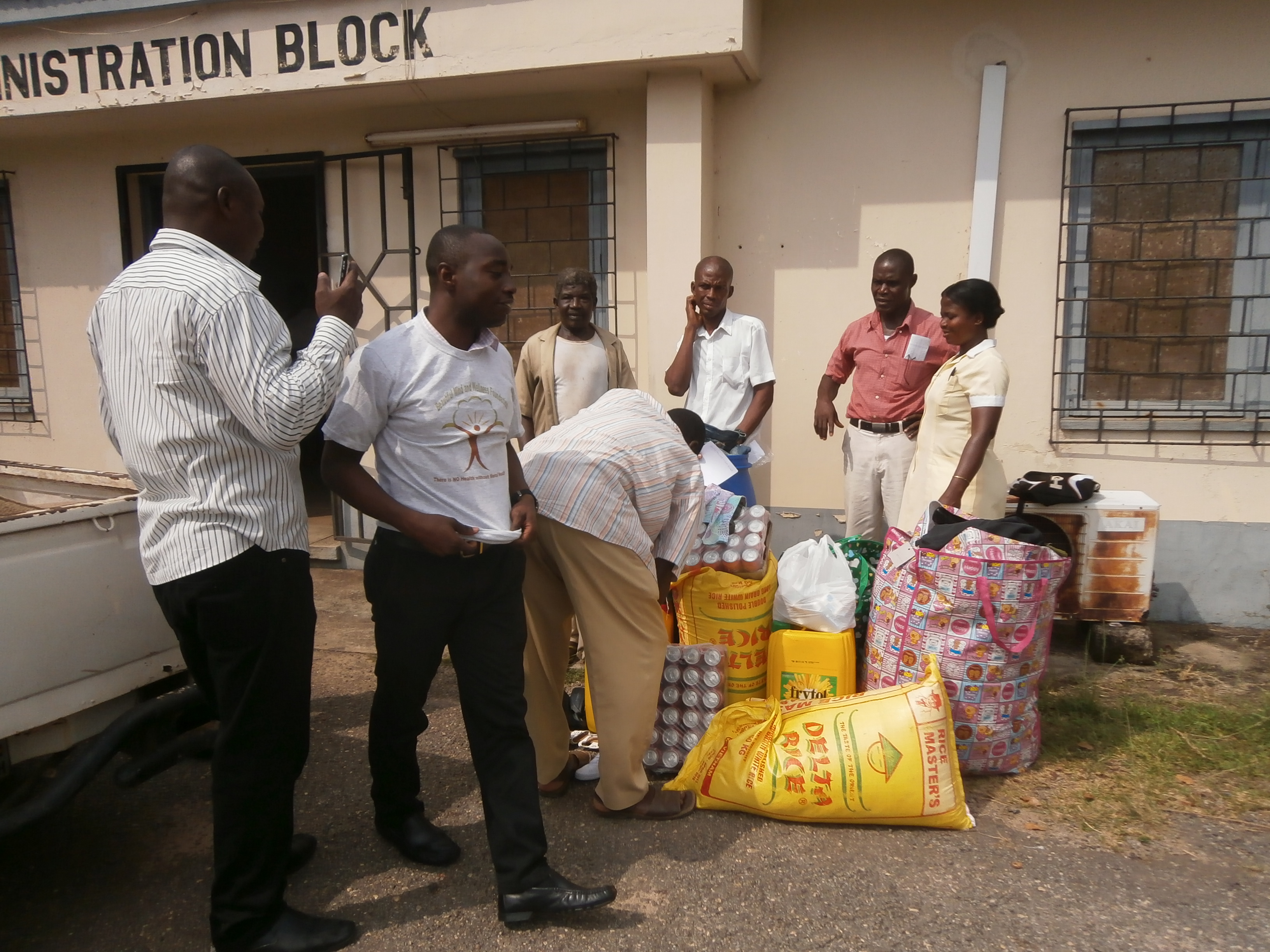 Delivering donations at hospital Administration Block